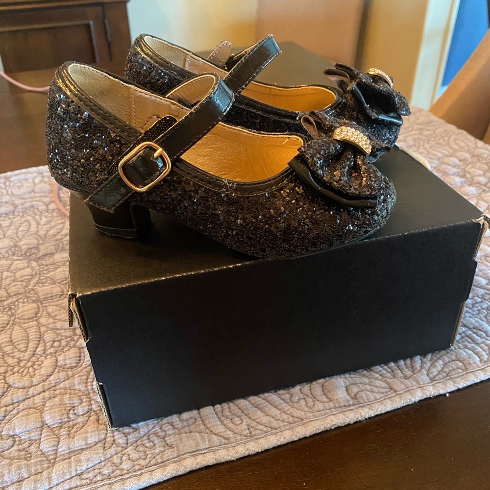 Sparkly Black Kids Mary Jane Shoes